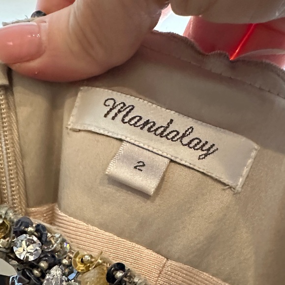 VINTAGE Mandalay (2007) Beaded and Lace Midi Dress in Tan - Picture 9 of 13